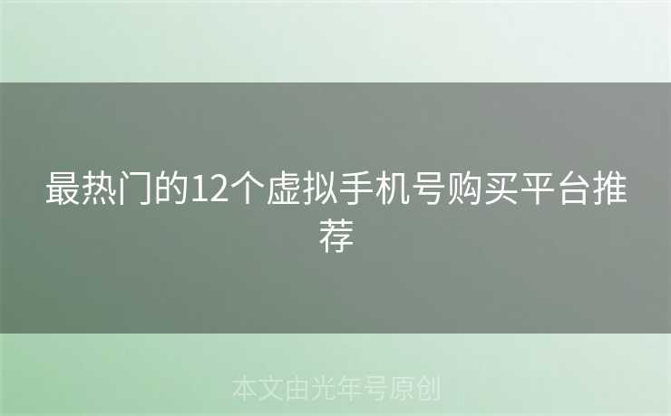 最热门的12个虚拟手机号购买平台推荐
